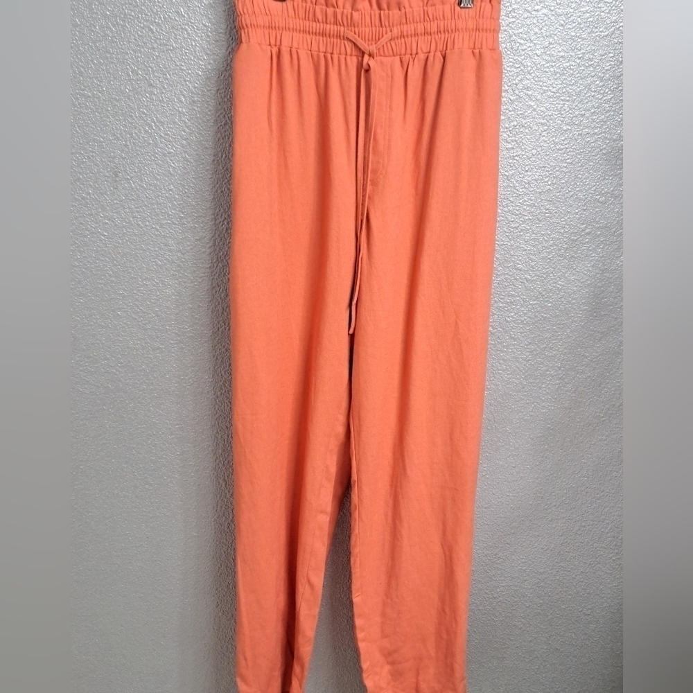 NWT Linen Blend Coral Elastic Waist Pants   Size XXL